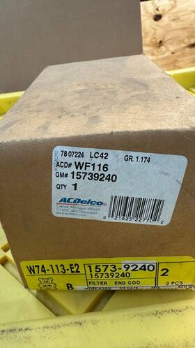 15739240 Acdelco Professional Wf116 Cooling System Filter Nos Oem Gm#