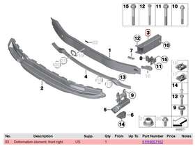 51118057152 Bmw F80 F82 F87 M2 M3 M4 Front Deformation Element Right -