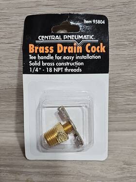 Central Pneumatic 792363958042 1/4 Inch Brass Drain Cock 18 Npt Threads Item# 95804