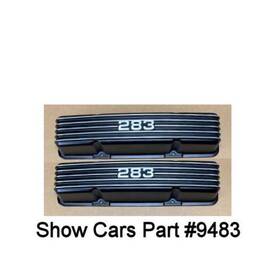9483 Chevrolet 283 All 58 -86 Sbc Small Block Chevy New Pair Finned Aluminum Valve Covers Black