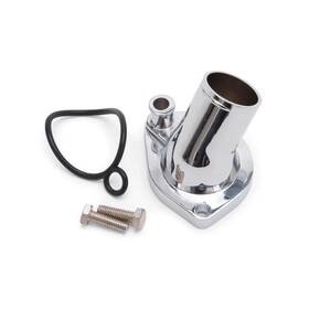 4814 Edelbrock Polished Aluminum Water Neck Straight 15 Degree