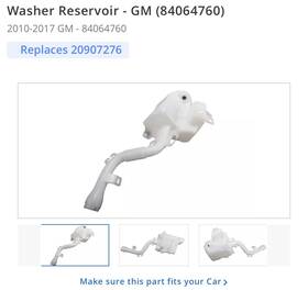 84064760 Gm 20907276 10-17 Gmc Terrain Chevy Equinox Windshield Washer Tank Oem New