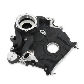 97-418 Holley Timing Cover - Water Pump Manifold High Mount Black Finish