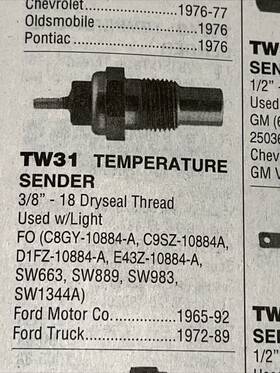 Tw31 Kemparts Engine Coolant Temperature Sender-temperature Sender Switch
