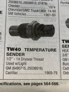 Tw40 Kemparts Engine Temperature Sender Switch