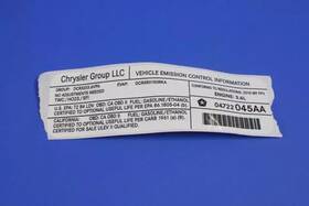 04722045aa Mopar New Oem 100% Genuine Veci Label 4722045aa In Stock Ready To Ship