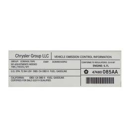47480085aa Mopar Emission Label For 2014 Dodge Charger/challenger/chrysler 300