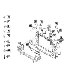 68619490aa Mopar Genuine Radiator Closure Panel 68619490aa Mopar Genuine Radiator Closure Panel