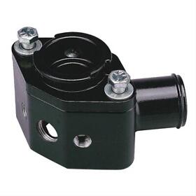 Sme-2200-11 Summit Water Neck Billet Aluminum Black Anodized 90 Degree Chevy Big Small Block
