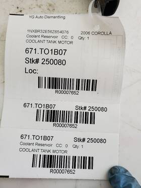 671.to1b07 Toyota Corolla 2006 Coolant Reservoir 7652