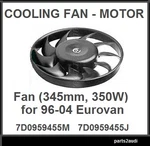 Mtc Cooling Fan Electric Motor With Blade Radiator For Vw Eurovan. Fixed Price $139.00.
