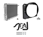 1986-1993 Mustang 5.0L 2-ROW 24" Aluminum Radiator W/ Fan Shroud & Black Hoses. Fixed Price $479.95.