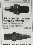 Engine Cooling Fan Switch Kemparts RF14. Fixed Price $12.95.