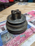 Rare. 1959-60 Ford 292 Cast Iron 3 Sheave Water Pump Pulley W/ Spacer Piece.. Fixed Price $295.00.