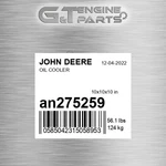 AN275259 Oil Cooler Fits John Deere (surplus Open Box). Fixed Price $1107.82.