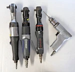 Lot Of 4 Vintage Air Tools: 3 Ratchets, 1 Drill (snap-on, Kobalt, Husky, Mac). Fixed Price $141.06.