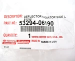 Genuine Oem Toyota 53294-06190 Driver Lh Radiator Deflector 2012-2014 Camry. Fixed Price $86.32.