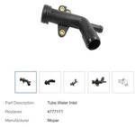 Genuine Mopar Water Inlet Tube 4777171AB 95-05 Dodge Stratus Neon. Fixed Price $29.95.