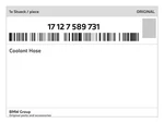 Genuine Bmw Coolant Hose 17-12-7-589-731 New. Fixed Price $65.50.