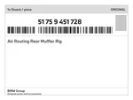 Genuine Bmw Air Routing Rear Muffler Rig 51-75-9-451-728 New. Fixed Price $202.60.