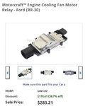 Motorcraft Engine Cooling Fan Relay Controler RR-30 Ford. Fixed Price $190.00.
