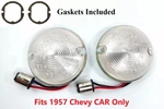 Pair Of Amber Led Parking Lights - Clear Lenses & Gaskets For 1957 Chevy Car. Fixed Price $49.99.