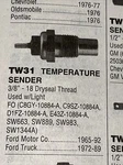 Engine Coolant Sender-temperature Switch Kemparts TW31. Fixed Price $12.89.