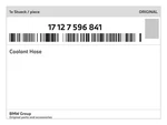 Genuine Bmw Coolant Hose 17-12-7-596-841 New. Fixed Price $67.00.